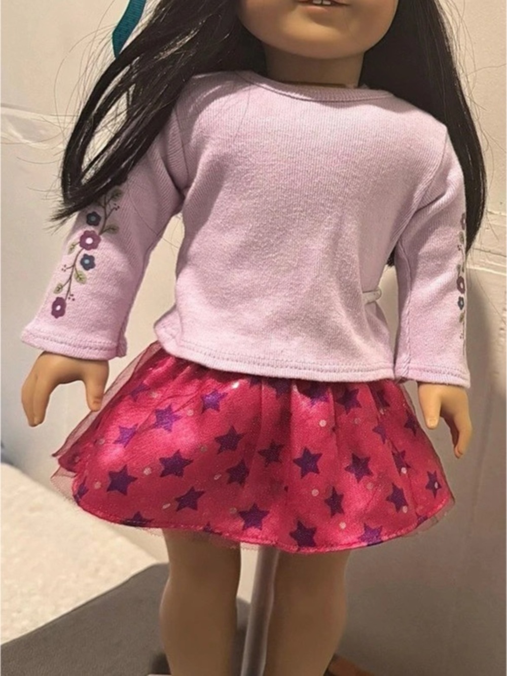 Authentic American Girl 18" Doll Purple Flower Shirt WellieWisher Skirt Lot